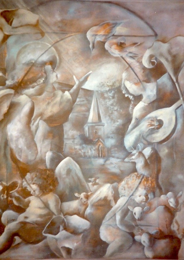 church panel underpainting